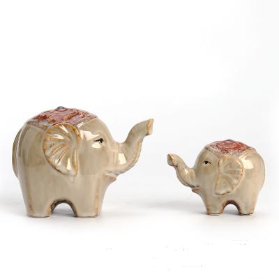 China Handmade Vintage 2 Stock Costume Elephant Ceramic Desk Ornaments Office Decor Display for sale