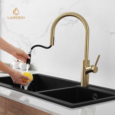 China Pull Out Spray Gold Kitchen Water Sink Faucet Mixer Set Sale for sale