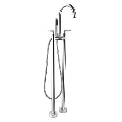 China Without Slide Bar UPC Banyan Swan Style Double Handle Floor Standing Bathtub Floor Standing Bathtub Faucet Freestanding Mixer Tap With Legs for sale