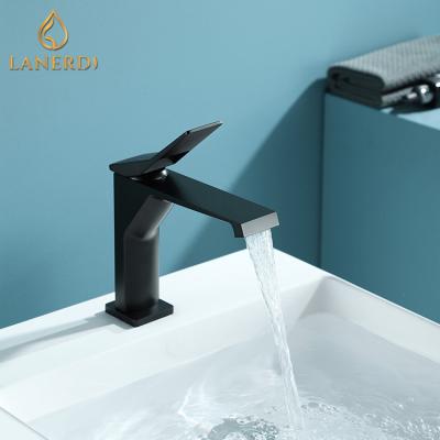 China Lanerdi Black Exquisite Waterfall Basin Locker Room Faucet Metered Brass Faucet Taps Mixer Taps Monocomando Torneiras Banheiro Dourada for sale