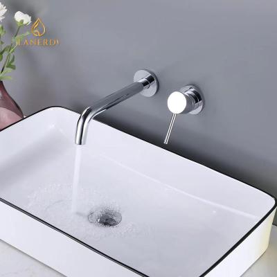 China Wall Mounted Hidden Faucets Lanerdi Metered Hidden Basin Recessed Body Brass Faucet Porcelain Chrome Face Basin Faucet for sale