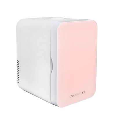 China Popular ABS 6L CoolBeautyBox color skin care refrigerator pink glass door beauty refrigerator small car refrigerator 220V+12V for sale