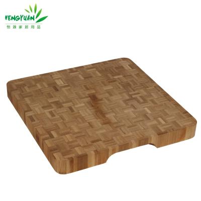 China Sustainable Hot Square End Thick Grain Bamboo Wood Cutting Board for sale