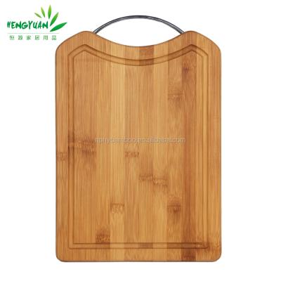 China Sustainable Kitchen Tools Rectangular Bamboo Cutting Board With Juice Groove for sale