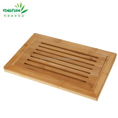 China Sustainable Organic Bamboo Cutting Board Bread Board Wholesale With Crumb Catcher for sale