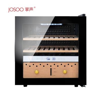 China Cooling Solid Wood Humidifier 40 L Capacity Cigar Hotel Josoo Electronic Compressor Cabinet Cigar Humidor Cooler Fridge for sale