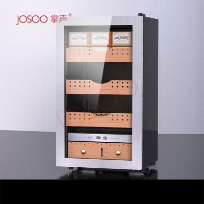 China Hotel josoo OEM ODM ODM Single Electric Cigar Humidor Cabinet Compressor Accessories Cedar Desktop Wood Buries White/Black Color for sale