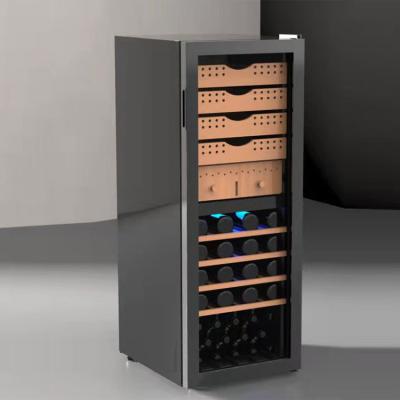 China Hotel Cellar Door Wine Humidifier Cooler Wine And Cigar Fridge 200L 60Bottle for sale