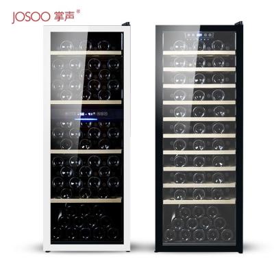 China Commercial Wholesale Large Double Zone Vino Fridge 100 Stainless Steel Bottle Built In Cooling Device Wine Cooler Cellar Manufacturers for sale