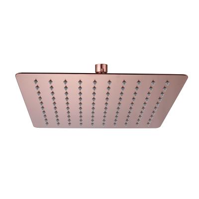 China Needle Free 10 Inch Brushed Rose Gold Black Mirror Showerhead Luxury Rainfall Shower Head for sale