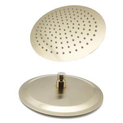 China Needleless 10inch brushed gold rain showerhead high flow stainless steel rainfall shower head for sale