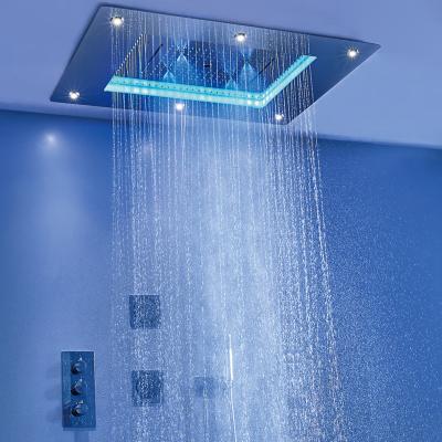 China Large Contemporary Wall Mounted Waterfall Gold Rain Concealed Ceiling Head Shower for sale