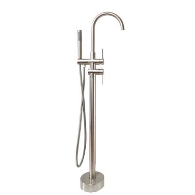 China Floor Stand Faucets Stainless Steel Floor Mount Bathtub Faucet Freestanding Bathtub Faucet for sale