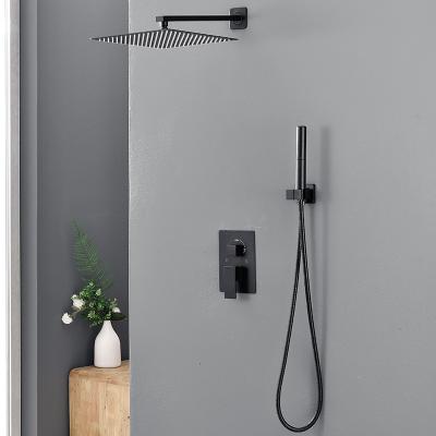 China With Sliding Bar Matt Black Hot Selling Shower Set Wall Mounted Hidden Shower System for sale