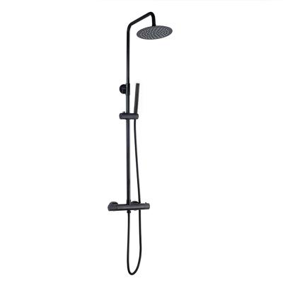 China Thermostatic Shower Faucets Kit Thermostatic Matte Black Stainless Steel Shower Head Set for sale