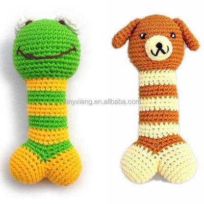 China Viable Factory Wholesale Pet Crochet Toy,Crochet Dog Bone Toys,Shape Funny Animal Pet Puppy Toys Soft Plush Noise Squeaky Chew for sale