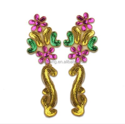 China Handmade Factory Sequin Flower Applique, Fashion Appliques and Beaded Trims Wholesale, Sequin Applique Beaded Self Adhesive Patch Pattern for sale