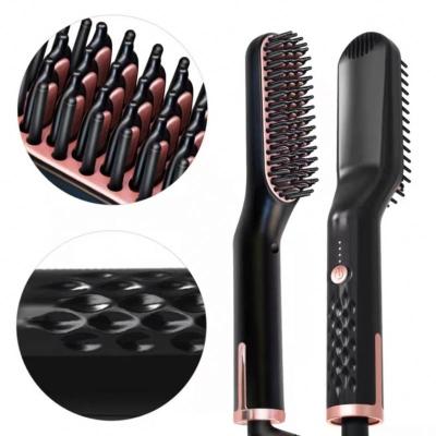 China Factory Direct Stylish Forehead Straightener Hair Dry Black Men's Hair Eco Friendly Beard Shaping Gauge Detangling Straightener Sweep Hot Electric Comb for sale