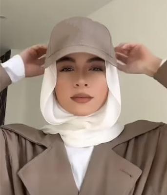 China Whosale New Fashionable Muslim Hijab Scarf With Baseball Cap Chiffon Scarf Sports Simple Hijab Chiffon Hijab Scarf With Hat For Muslim Women for sale