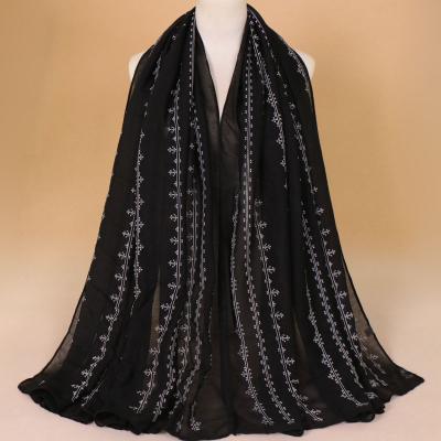 China Wholesale Black Elegant Arab Fancy Hijab Scarf Cotton Print Snow Fashion Scarf Fashion Head Scarf For Women Muslim Hijab for sale