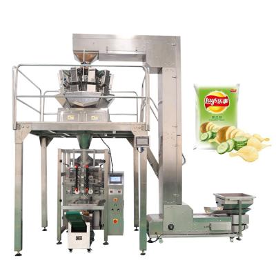 China Vertical Fully Automated Food Factory Price Load Nitrogen Small Scale Potato Chips Packaging Machine for sale