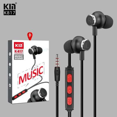 China None KM In ear 3.5mm round hole music earplugs with tuning wire control and microphone wired universal mobile phone earphones factory for sale