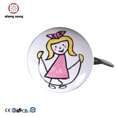 China Ding Dong Bicycle Steel Bike Bell With Various Patterns 65mm Jingle Blow Voice for sale