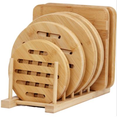 China Sustainable Home Kitchen Heat Resistant Table Mat Hot Pad Trivet Natural Bamboo Wooden Coaster for sale