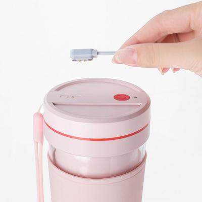 China Easy Operate Dual Power 4 Blades Fruit Blender Magnetic Charging 350ml Portable Blender Juicer For Travel Picnic for sale