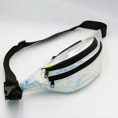 China Water Proof Hologram Laser Waist Bags Shiny PU Leather Waterproof Fanny Pack Fashion Waist Bags for sale