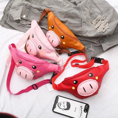 China Water Proof Fashion PU Leather Kids Fanny Pack Pink Cute Piggy Waist Bag For Kids for sale