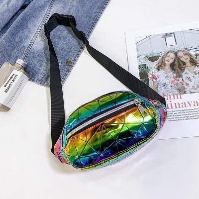 China Fashion Rainbow Fanny Pack Ladies Holographic Waist Bag Colorful Reflective Women Running Belt For Sports for sale