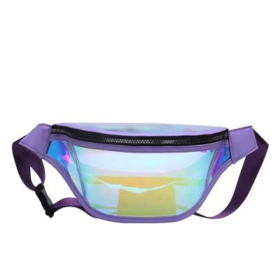 China Holographic Waist Bag Water Proof Laser Clear Reflective Transparent PVC Fanny Pack for sale