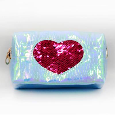 China Fashion Makeup Cosmetic Case Bag PU Makeup Brush Leather Frame Frame with Sequins for sale