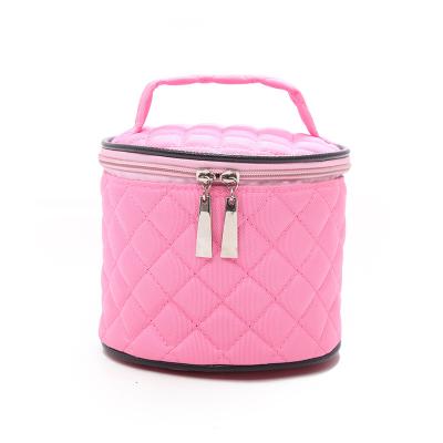 China Fashion Rose Makeup Cosmetic Case Bag Diamonds Pattern Makeup Travel Bag With Handle for sale