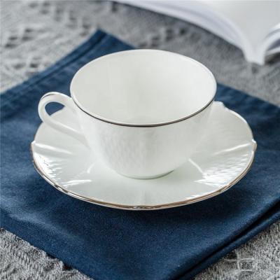 China hotel eco sustainable bone china tea cup and saucer thin fine thin fine bone china tea cup and saucer/exquisite british ceramic teacup set for sale