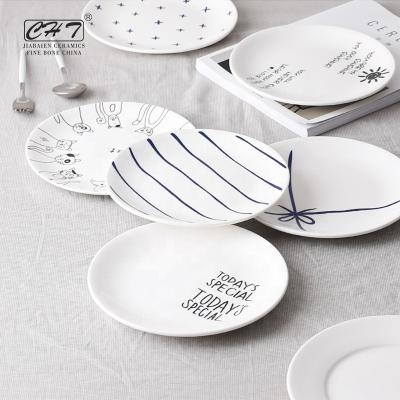 China Sustainable Italain Dining Plate Serving Sets Custom Handmade Ceramic Dishes For Breakfast Serving for sale