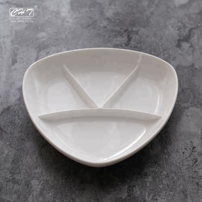 China Viable White Ceramic Porcelain Dinnerware Appetizer Divided Dish For Sale for sale