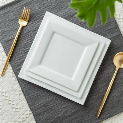 China Viable Wholesale Price Restaurant Customized Color 8 Inch Square White Serving Plate for sale