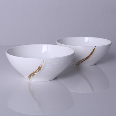 China Viable Fine Bone China Ceramic Salad Mixing Bowl Set With Unique Design for sale