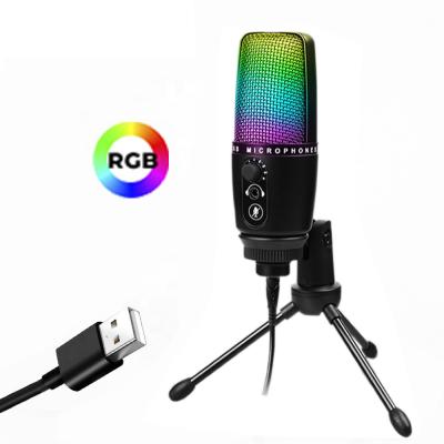 China USB Microphone RGB USB Microphone Noise Reduction Colorful Dynamic Condenser Microphones For Recording Studio Singing Game Streaming Youtube for sale