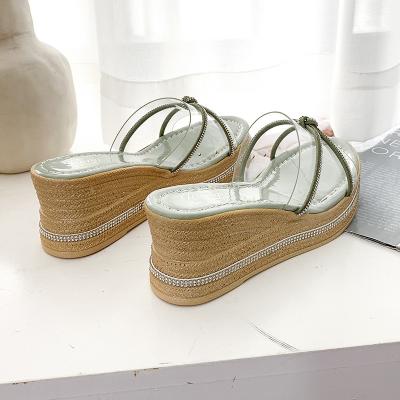 China Wholesale Designer Anti-slippery Casual Transparent Strap Wedges Rubber Sandals for Women and Ladies for sale