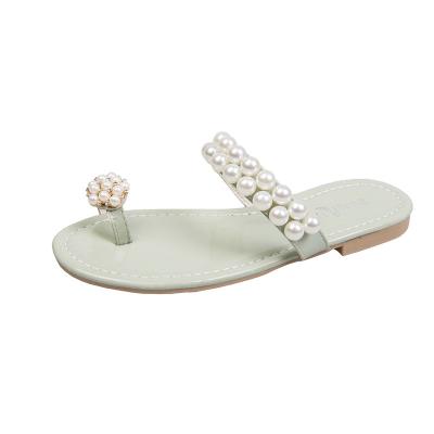 China Fashion Trend New 2022 Summer Trend Pineapple Pearl Rhinestone Flip Flop Sandals Slippers Beach Flats Roman Sandals for sale