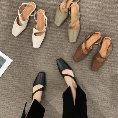 China 2022 Wholesale Shoes Woman Fashion Mary Jane Summer Trend PU Baotou Flat Leather Sandals for sale