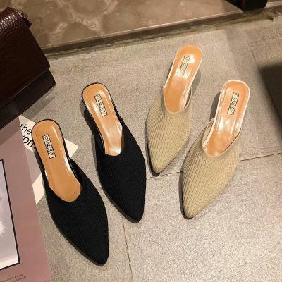 China Breathable Hot Selling Antiskid Toe Low Pointed Thick Heel Slipper Women Party Casual Shoes for sale