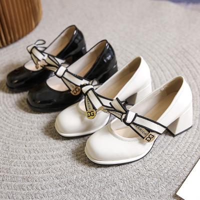 China Breathable Wholesale Ladies Fashion Mary Jane Shoes Low Heel Shoes Women Shoes PU for sale