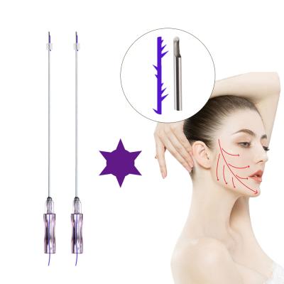 China Hot Sales Hilos L Needle 18g 100mm 6d Tooth Face.Breast Blunt Skin Lifting Pdo Thread Lift For Face for sale