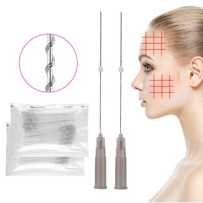 China Beauty Salon Absorbable Sutures Peel Tighten Sharp Needle Pcl Threads Double Screw 26g 60mm for sale