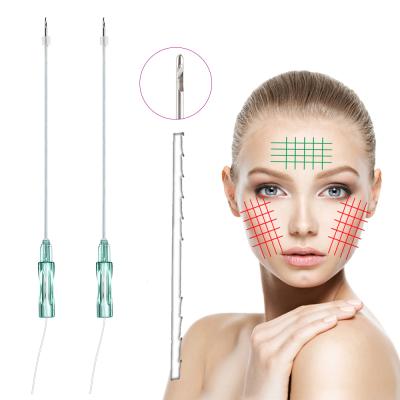 China Professional Face.Breast Cheek Eyebrow Lifting Needle 21G 60mm Hilos Tensores Tooth 5-1 PCL Lifting Thread W for sale