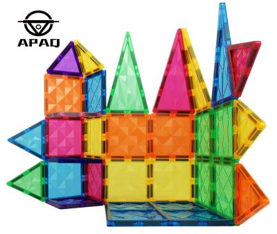 China APAQ Plastic Magnetic Tiles Magnetic Blocks Building Block 120 PCS 3D Magnetic Puzzle for sale